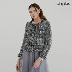 [ab.plus] 노카라 금장 버튼 포켓 트위드 자켓 (LSZ3MJ32A)