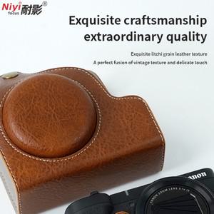 캐논 호환 V1호환  NIYI 카메라 하프 케이스 레트로 인조 가죽 랜야드 스트랩 포함 보호 베이스 커버