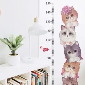 성장기록 키재기 시트지 고양이 신장측정 아이방 키측정 신장계 키재기스티커