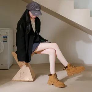 여성 와이들 워커 키높이 레이스업 워커부츠 3컬러 여성워커 여자워커 워커부츠 여성워커부츠