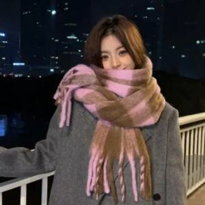 겨울 포근한 체크 무늬 방한 커플 머플러 목도리 목도리뜨개질 캐시미어목도리 겨울목도리