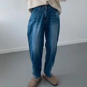 여성 빅사이즈 와이드컷 배기핏 스판청바지