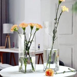 사각 유리 화병 12x12x30cm 인테리어화분 예쁜화분 이쁜화분 실내화분 식물화분