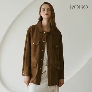로보 25FW 이태리 스웨이드 벨티드 스냅 하프코트
