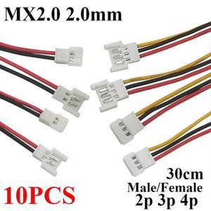 10PCS 51005 MX 2.0mm 피치 2p 3p 4p 공중 도킹 남성 및 여성 배터리 충전 케이블 연결 UL1007 26AWG