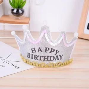 부직포 글리터 LED생일 왕관 머리띠 실버) 생일머리띠 LED생일왕관머리띠 파티머리띠
