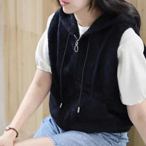 [신상오픈런]|CSJ676B|여성 소프트 후드집업 페이크퍼 포켓 조끼 가을 겨울용