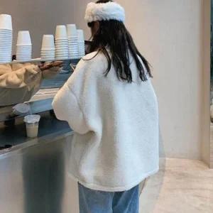 뽀글이 도톰 집업 겨울 아우터 후리스 화이트