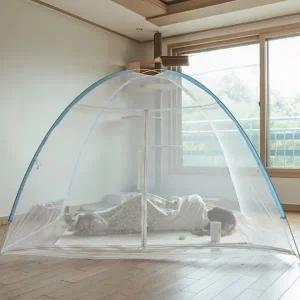 꿀잠 모기장 원터치 돔 침대 바닥 겸용 200x200cm