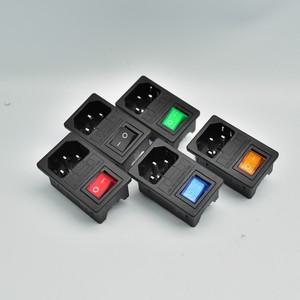 10A 퓨즈 포함! 빨간색 로커 스위치 IEC320 C14 입구 전원 소켓 커넥터 플러그 녹색 파란색 노란색