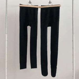 한겨울용 300g 기모 융 레깅스 고리 유발 스킨 블랙