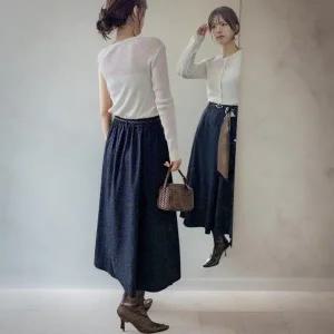 [다잇템] 여성 베이직 에이라인 롱 혁대 마후라 치마_22927546_588872