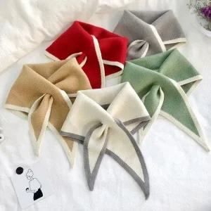 숏머플러 심플 베이직 여성 니트 배색 쁘띠 스카프 패션 머플러 겨울머플러