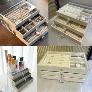 [사러왕]큐빅 보석함 악세사리 귀걸이 팔찌 주얼리 정리목걸이함 케이스 3단 투명 보석함 주얼리박스