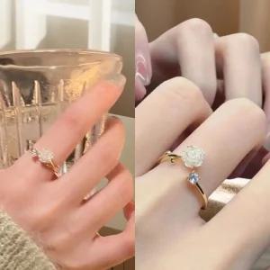 [디자이너몰]여성 플라워 장미 동백꽃 오픈 링 반지