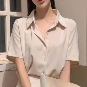 여름 노구김 셔츠 반팔 여자 블라우스 찰랑이는 남방 데이트룩 데일리