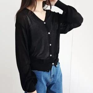 여름 가을 여자 가디건 시원한 크롭 벌룬 루즈핏 가디건 카디건