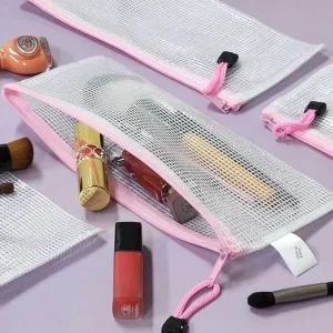 투명파우치 M 화장품 백 메이크업파우치 망사 메쉬 화장품 메쉬 백 망사 메이크업파우치 사각파우치