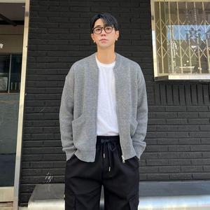 남자라운드가디건 오버핏 울 간절기 봄아우터 집업 니트
