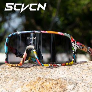 자전거 선글라스 고글 스포츠 SCVCN-광색성 사이클링 아웃도어 러닝 남성 및 여성용 MTB 안경 UV400 사이클