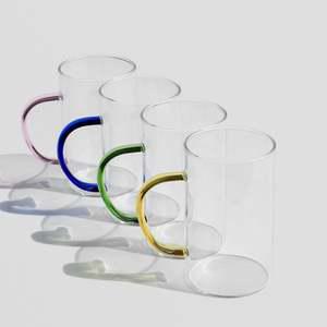 컬러 손잡이 커피 에이드 내열 유리컵 350ml