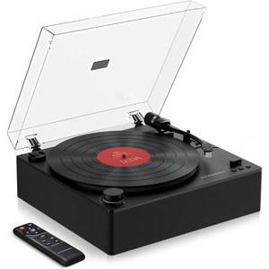 마이키소닉 자동 레코드 플레이어, 블루투스 벨트 드라이브 비닐 턴테이블, 마그네틱 AT-3600L 카트리지, 블루투스 입력 및 출력, 하이파이 스테레오 스피커, 헤드폰 보조, 리모컨 RCA 출력