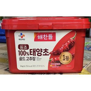 해찬들 원조 100% 태양초 골드고추장 3kg 식당 업소 대용량 전문점 양념