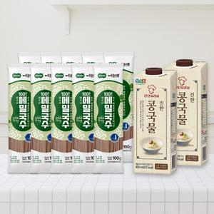 [순솔X정식품] 순솔 100% 메밀국수 100g 10봉 X 간단요리사 진한 콩국물 950ml 2팩 콩국수
