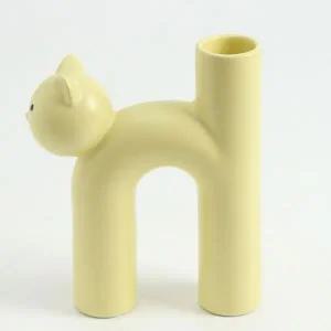 도자기 꽃병 레몬크림 캣 화병 꽃꽂이용 장식용