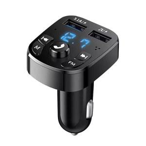 자동차용 FM 블루투스 송신기, 무선 블루투스 루디오 보조 어댑터 자동차 키트 MP3 플레이어 수신기 오디오 음악 스테레오, 핸즈프리 통화 듀얼 USB 포트 고속 충전기 모든 스마트폰용