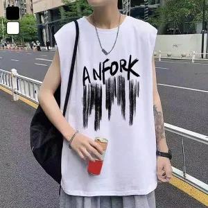 [하프클럽/]여름 남자 스트릿 앤포크 라운드 나시 티셔츠 DMS-TS5-SBM034