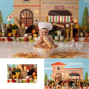 Ristorante Italiano 배경 케이크 스매쉬 성인 가족  소품  아기 장식 이탈리아 파스타 스튜디오