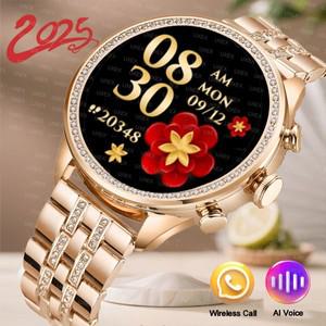 2025 발렌타인 선물 Smartwatch Girl 1.28 HD 블루투스 통화 건강 추적 맞춤형  음성 보조 시계 진미 여성