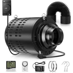 원예부자재 110mm/43인치 배기 팬 인라인 덕트 추출기 키트 환기 세트 카본 필터 및 호스 재배