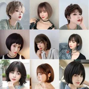 미즈번 아이돌 위그 무광실크 숏가발 20종택 내추럴광택 고데기 드라이 사용가능