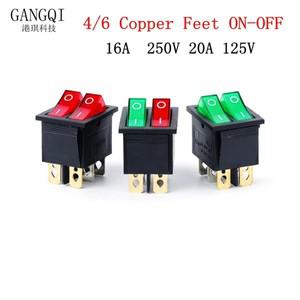 1PCS KCD8 6PIN 16A 250V 20A 이중 조명 스위치 로커 방수 ON-OFF 보트 전원