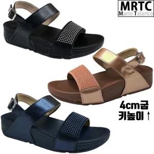 비즈장식 통굽 키높이 벨트샌들 4cm굽 여성키높이샌들