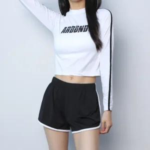 한줄 배색 나그랑 크롭 래쉬가드 수영복 )