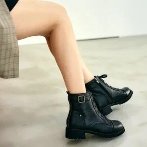 제이시 4cm 발편한 여자워커 가죽 통굽플랫워커 B086