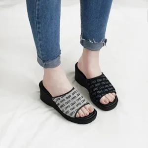 이터 국산 중굽 웨지 통굽 패브릭 키높이 슬리퍼 7cm