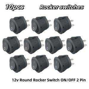 10PCS 12v 23mm 라운드 로커 스위치 ON/OFF 2 핀 SPST 6A 250V 캠핑카 밴 캐러밴 보트 조명