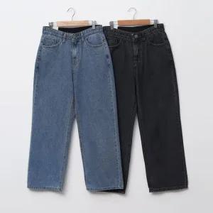 [다잇템] 여자 큰사이즈 FW 면원단 통 속밴딩 청바지