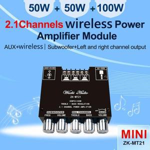 ZK-MT21 2x50W  100W 2.1 채널 서브 우퍼 디지털 파워 앰프 보드 AUX 12V 24V 오디오 스테레오 블루투스 5.