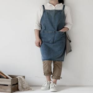 작업용 앞치마 바리스타 카페 목공 공방 화방 서각 공예 미술 작업 앞치마 연청 진청