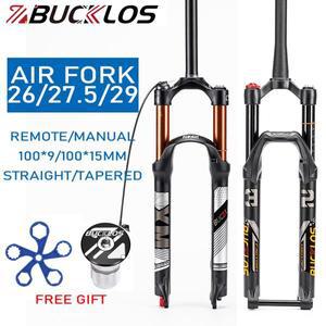 BUCKLOS 에어 서스펜션 자전거 포크, 26 27.5 29 MTB 리바운드 조정, 9*100mm, 10*150mm, 프론트