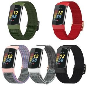 Fitbit Charge 5 6 용 나일론 탄성 밴드 Fit bit Charge6 5 용 스마트 시계 조절 가능한 금속 버클 스포츠