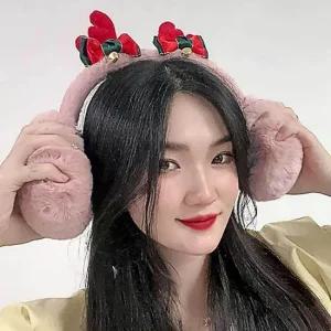 귀마개 인디핑크 루돌프 니트귀도리 방한 귀마개 여성 방한 겨울 털 니트귀도리 왕