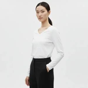 [샵앤] 국산 여성 V넥 랍바워싱 간절기 면 티셔츠 DAI-WSH-20810-화이트