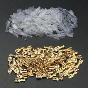 200 개 6.3mm 완전 절연 암 스페이드 크림프 커넥터 외장이있는 단자