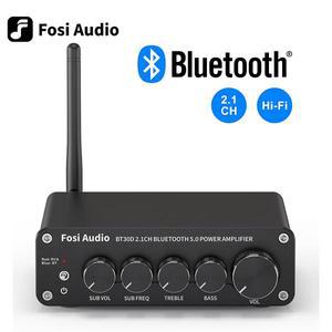 최신 Fosi 오디오 BT30D 블루투스 사운드 파워 앰프 2.1 채널 베이스 및 트레블 컨트롤 앰프 오디오 서브